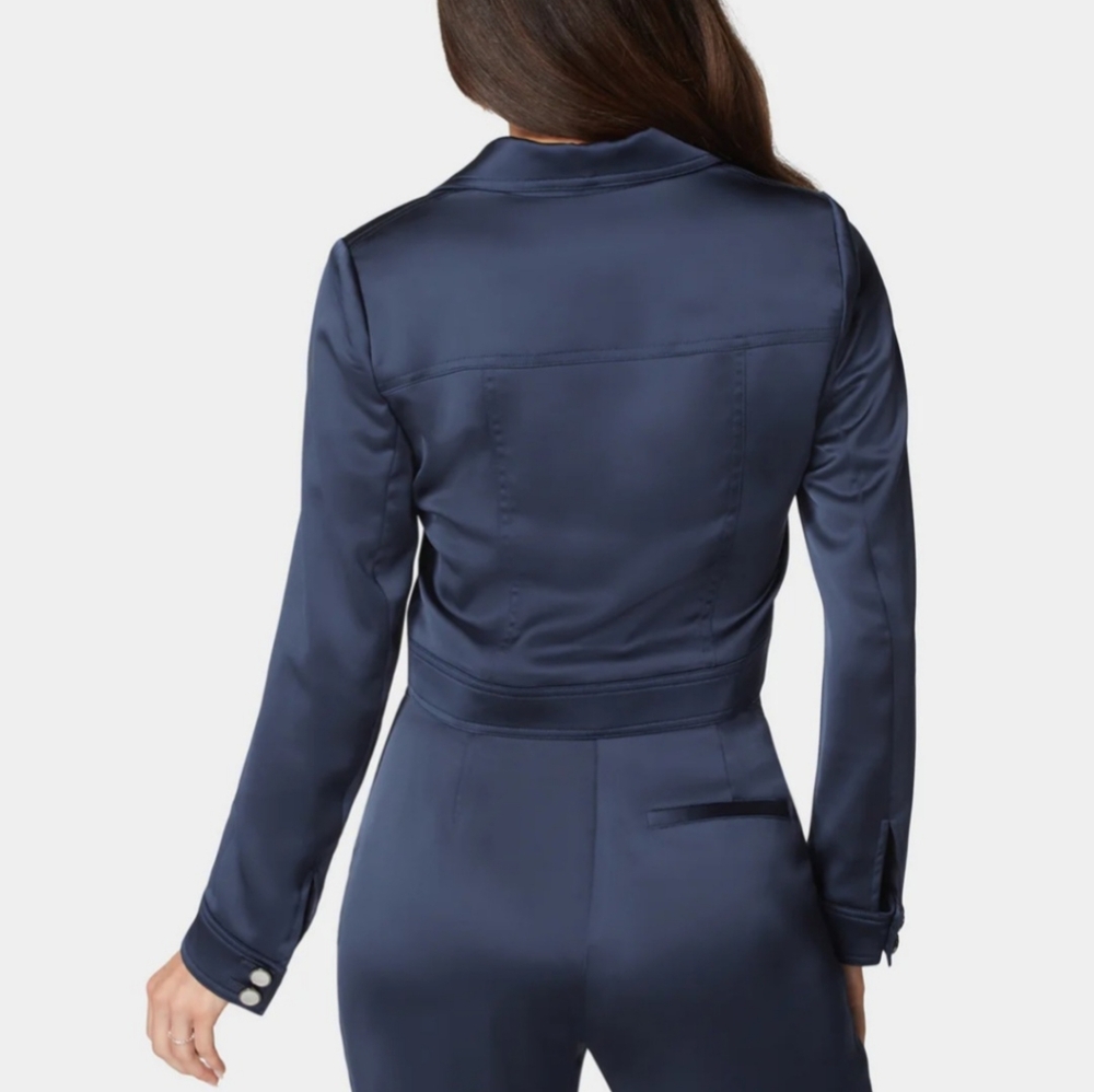 Bebe Cropped Navy Stud Blazer - Picture 2 of 4